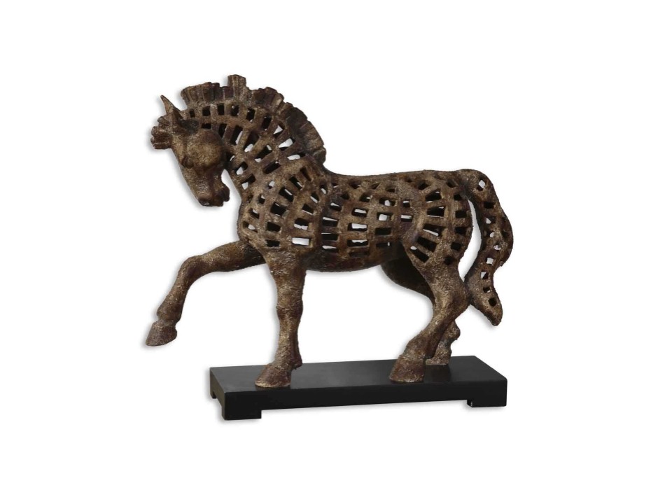 AC-19217-PRANCING HORSE SCULPTURE