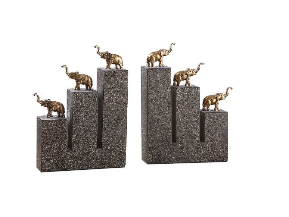 AC-19979-ELEPHANT BOOKENDS SET OF 2