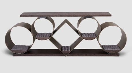 TROPEZ-G1-BMBO-CBG80219-CONSOLE T ABLE (2140*400*750)-WENGE+G3058+BRUSHED BRONZE GOLD-G1