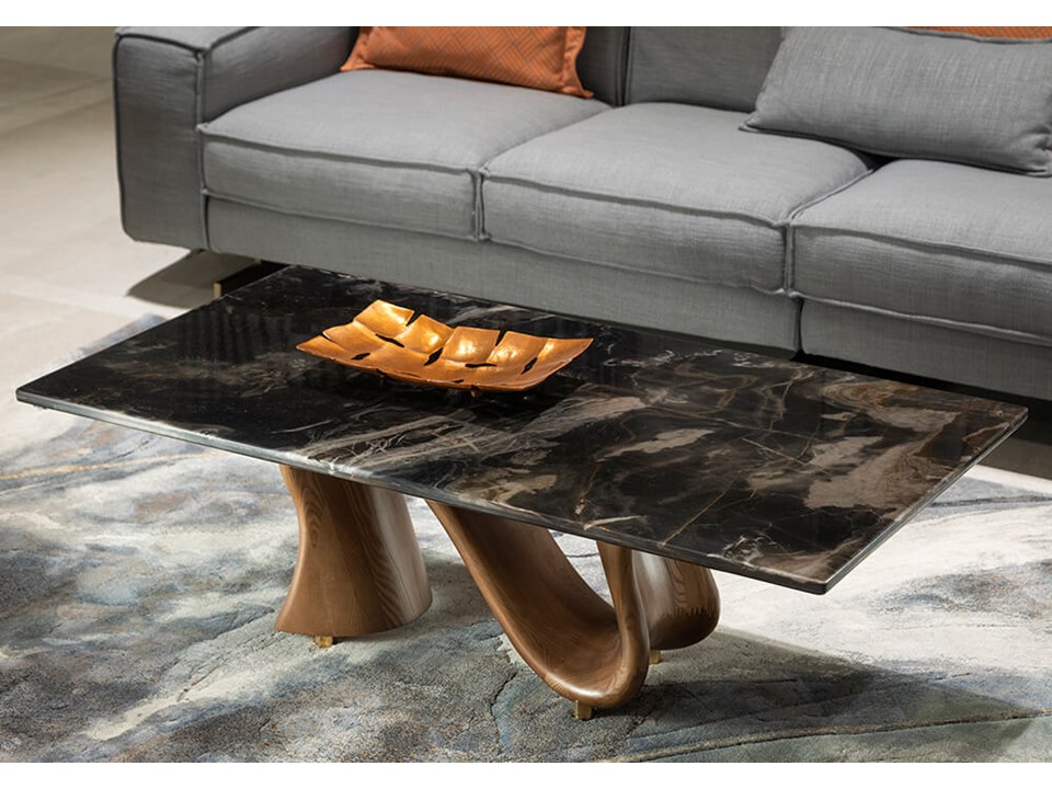 MICHELA-ROSE GOLD-CT-18017-COFFEE TABLE-(1300*700*430) ASH WOOD+NATURAL MARBLE CHAMPANGE GOLD -358-2 WALNUT