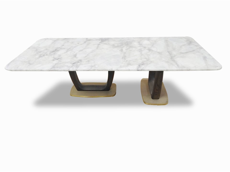 ALEGRA-CT-20062-COFFEE TABLE (1400*650*380)-VICTO MATT MAR+BRUSH CHAMP GOLD(DARK WAL)
