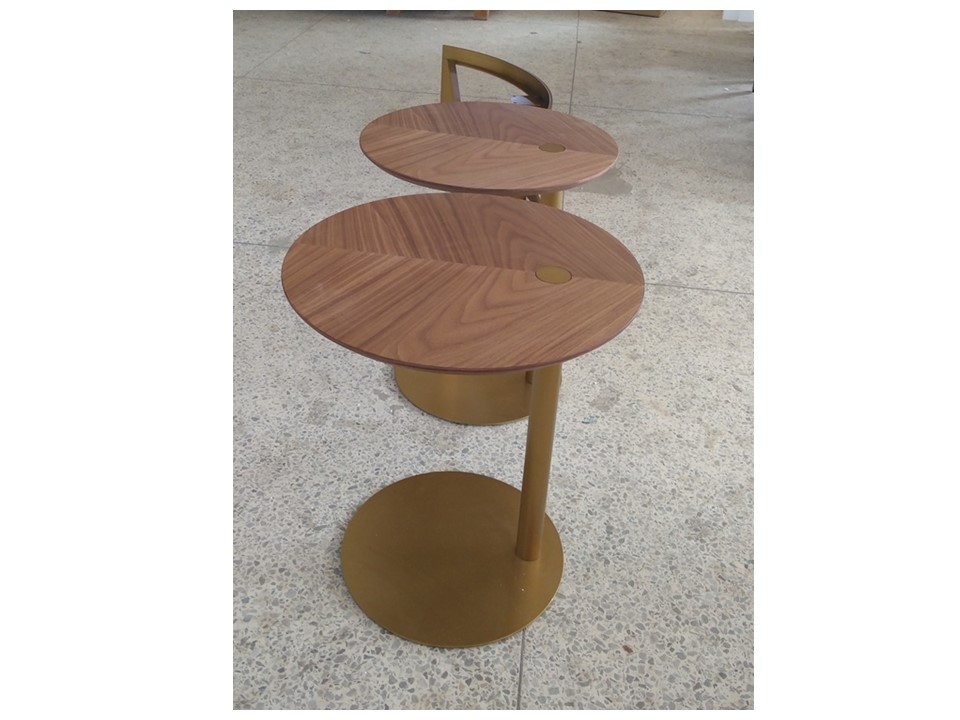 VIDA-E-20100-SIDE TABLE(50*55)-L-WALNUT+CHAMP GOLD(WV1108002-BRW)
