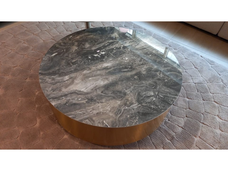 FELIPE-23FB025-ROUND TABLE (100*32)-GREY CERAMIC+MATT GREY BASE