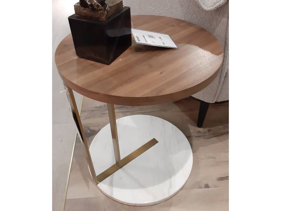 REMI-26FB008- ROUND SIDE TABLE(450*523)-V-07-WALNUT+JASS WHITE MARBLE