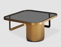 DIEGO-AC-20003-COFFEE TABLE(90*90*38)-SMOKY GLASS+263  BRASS BRUSHED