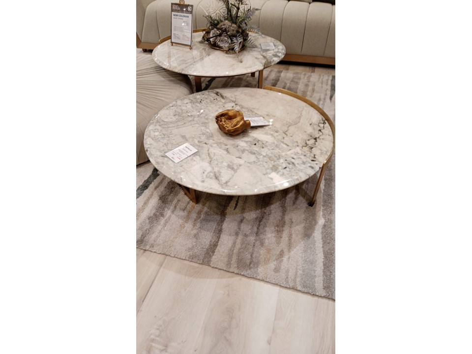 RAFAELLE-AC-20016-COFFEE TABLE(90*27.5) -CALADONIA MARBLE-BLACK/GOLD
