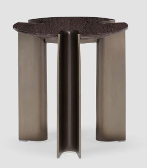ROCIO-G1-A-BMBO-BJ80157-A-COFFEE TABLE (DIA 400*430)-WENGE+BRUSHED BRONZE GOLD-G1