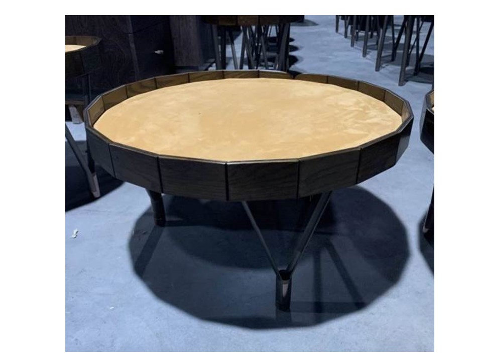 BELISIMA-G1-C-BMBO-BJ8028D-END TABLE (DIA 650*370)-TOP YELLOW (G1044)+WENGE+SANDBLASTED BLACK GOLD-G1