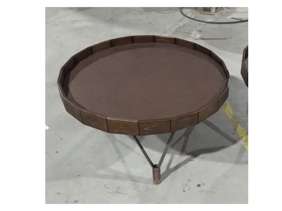 BELISIMA-G2-C-BMBO-BJ8028D-END TABLE (DIA 650*370)-TOP(G2041)+WENGE+SANDBLASTED BLACK GOLD-G2