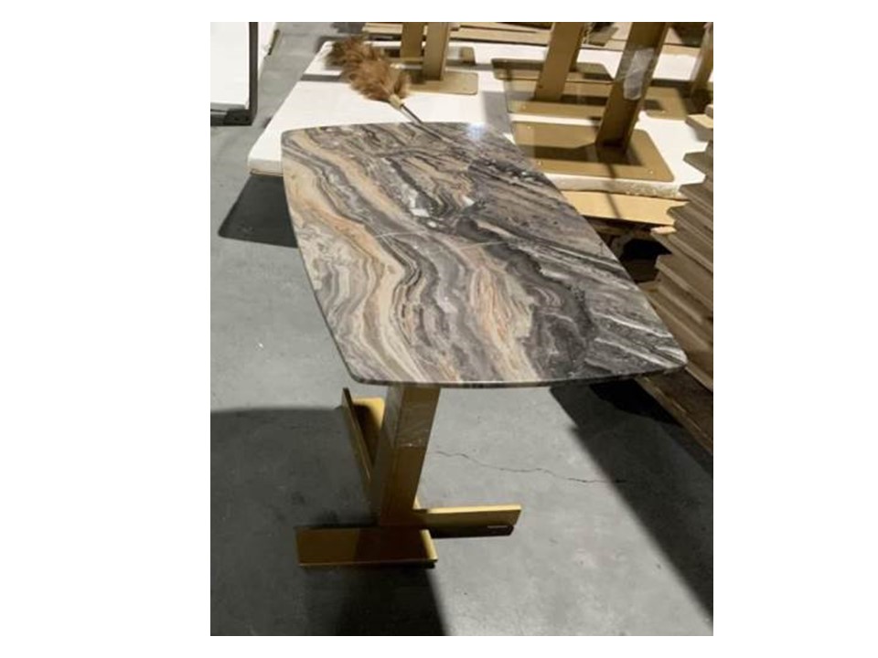 BELISIMA-G2-D-BMBO-BJ8029C-END TABLE (600*340*435)-GREY MARBLE+SANDBLAST PEARL SAND BROWN COPPER GOLD-G2