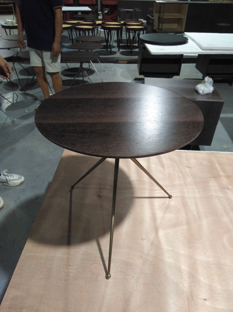 ORVILLE-G1-BMBO-BJ8040C-SIDE TABLE (D500*490)-WENGE+BRUSHED BRONZE GOLD-G1