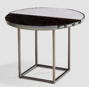 LAURO-BMBO-BJ-8099-ROUND TABLE (DIA 600*460)-RIO LEATHER+GOLDEN TEA GLASS+BLACK GOLD