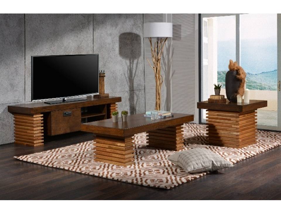 BOSCO ENDTABLE(60X60X52)-RICH BROWN+ NATURAL
