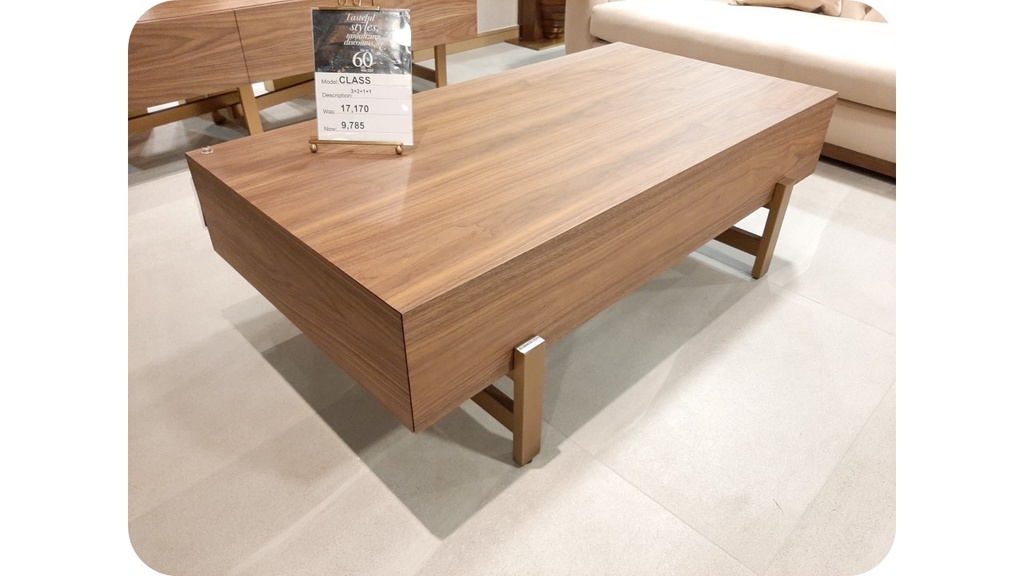 SHAYLA-C-16003-COFFEE TABLE (135*75.5*45)-WALNUT VENEER+BRASS BRUSHED FINISHING