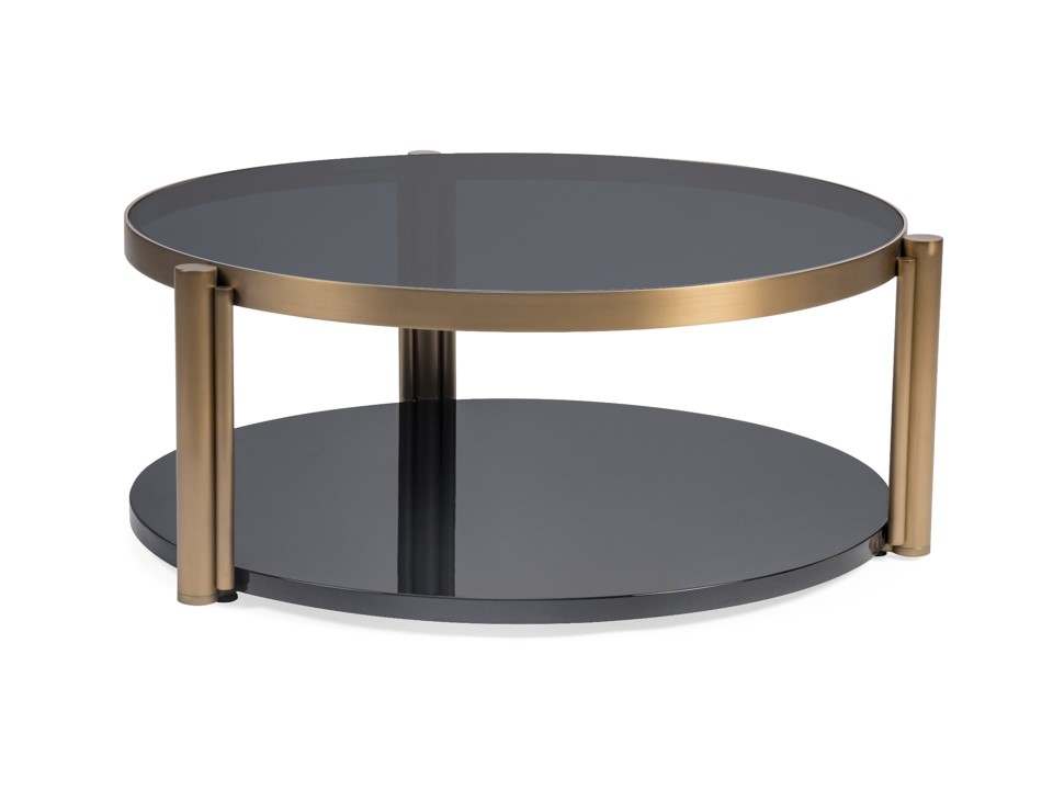 KAIRA-C-17183 COFFEE TABLE (85*35.5) 263 BRASS+BLACK GLOSSY