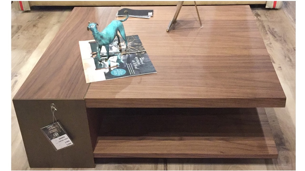 RANDO-C-18161-COFFEE TABLE-(105*106*35)-WALNUT VENEER+YELLOW