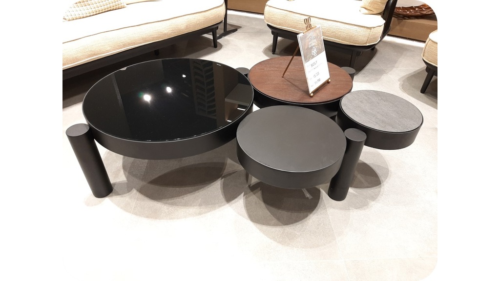 ELIOT-C-19014 COFFEE TABLE (137X87.5X35)-BLACK+TC1604GREY CERAMIC