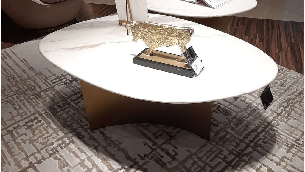 SANCIA-C19325B COFFEE TABLE (120*81*45) NATURE VOLAKAS MARBLE+263 BRASS