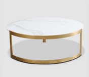 FLORES-C-20054-COFFEE TABLE(119*118*40.5)-WHITE CERAMIC(TC-1901)+CHAMPAGNE GOLD(J16020)