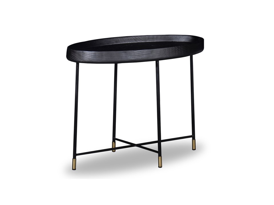 GENEVE-CF-CJ1502B END TABLE (700*400*535) - 61+MATTE BLACK LEG+CHAMPAGNE GOLD BOTTOM