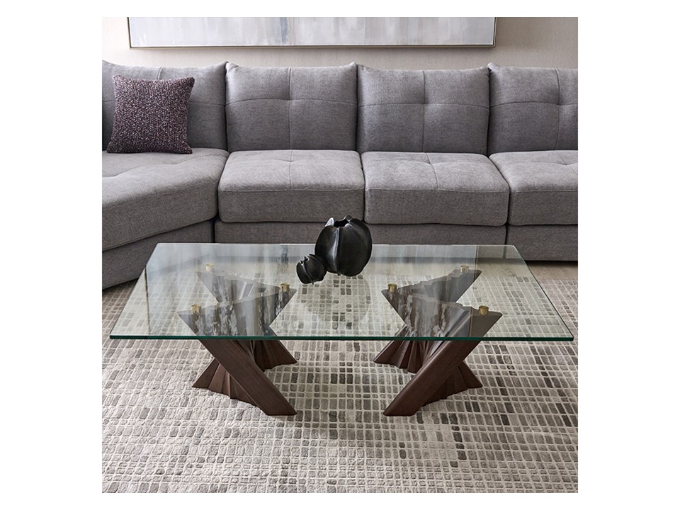 MORGAN-G1-CT-1571-COFFEE T ABLE (1300*760*380)-GLASS TOP+L.WALNUT(2020#)-G1