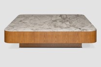 CATALEYA-WALNUT-CT-19005 COFFEE TABLE (1200*1200*280) MARBLE (VICTORIA)-358-2 WALNUT