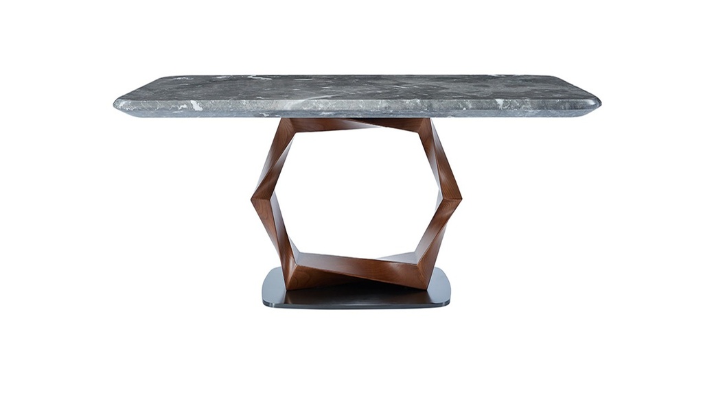 KEEGAN-CT-19048 COFFEE TABLE (1400*700*420)MARBLE (ROMANTIC)+STAINLESS STEEL (GUN BLACK) + 358-2 WALNUT