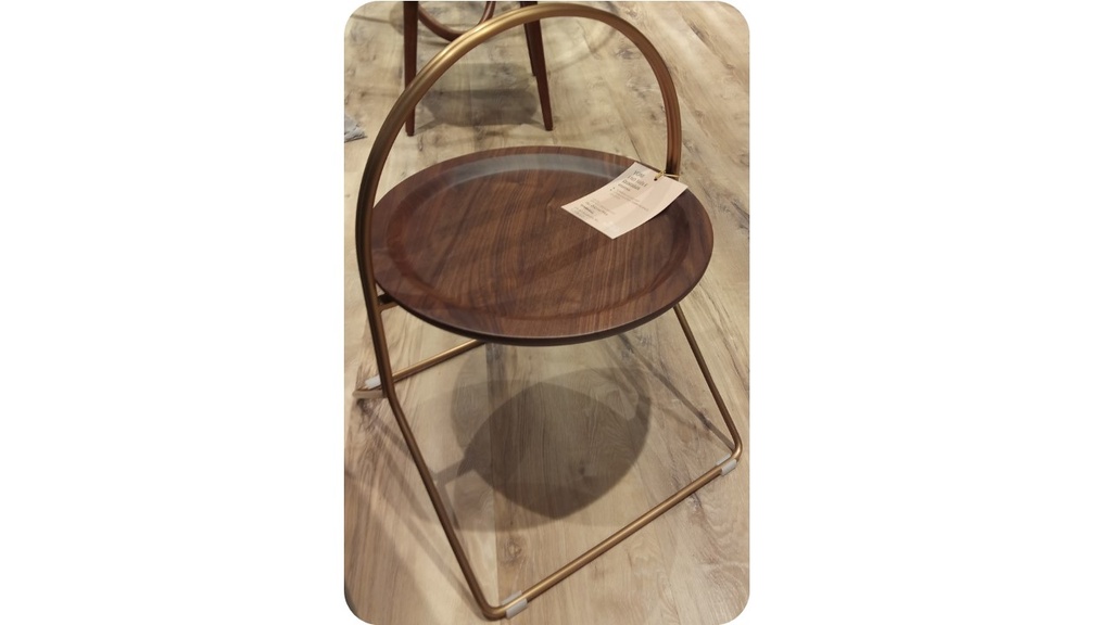 YONI-E-18225-END TABLE-(49X48X66)-WALNUT VENEER+BRASS FINISH