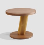 SHIRLIE-E19372 SIDE TABLE (70*60)-WALNUT BRASS