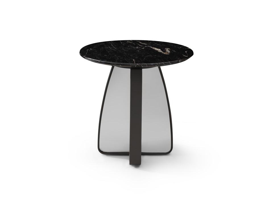 MIRAGE-G2-E-20211-SIDE TABLE  (DIA 50*52))-BLACK MARBLE (DL-2101)-G2