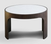 ALTHEA-TZ-063A-01-COFFEE TABLE (70*70*45) -WOOD VENEER WALNUT + CARY ICE JADE MARBLE
