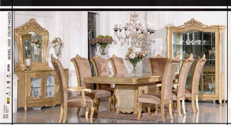 SALLY-A-680-DIN.TABLE(3.6)+2 ARM+10 SIDE CHAIR-BEIGE-FH2020+SIL-1428ZY