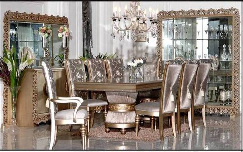 JAWAHER-A-759-DIN.TABLE(4.0)+2 ARM+12 SIDE CHAIR-ANT.GOLD-1440B