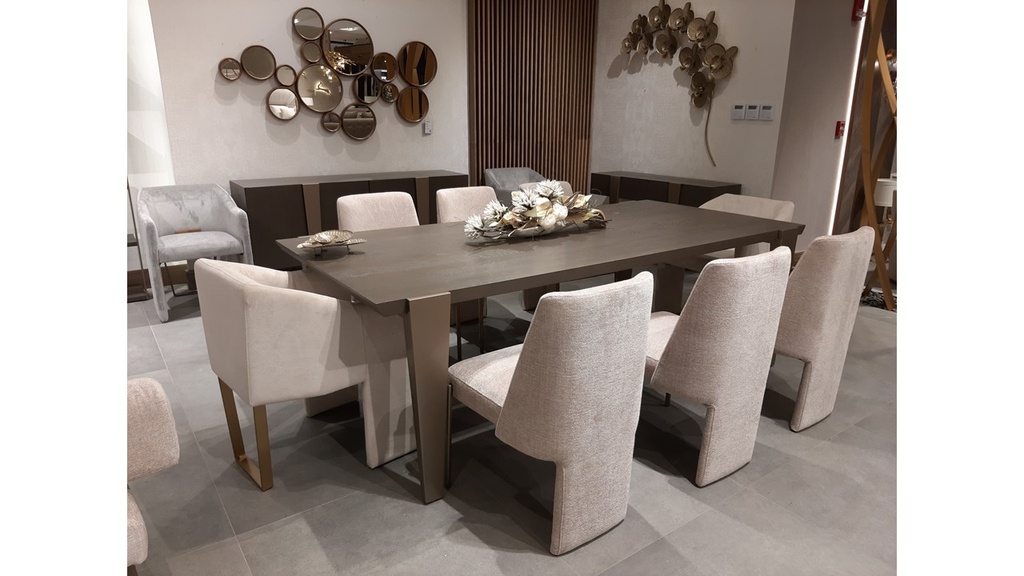 TRAPEZOID-DT-2360-225-DINING TABLE (240X114X76.5)-OK-78 SMOKE OAK+WL96 LUX TITANIUM-G1