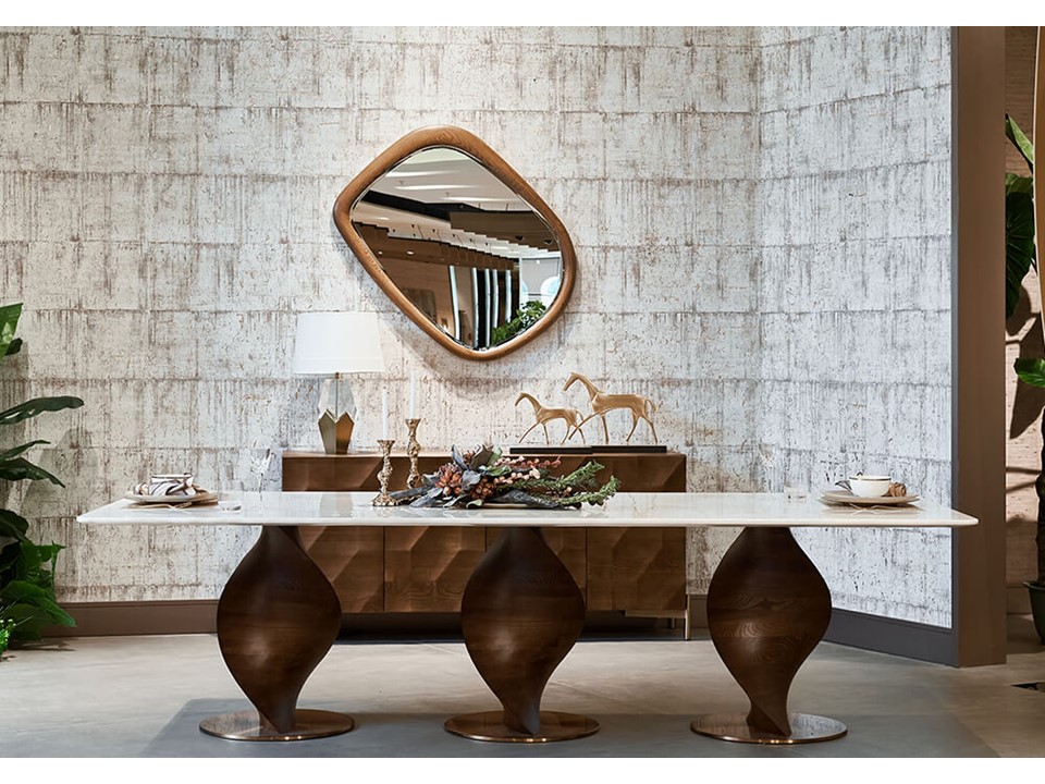 ROBERT-DT-16152-DINING TABLE (3000*1150*750) -WALNUT+ONYX