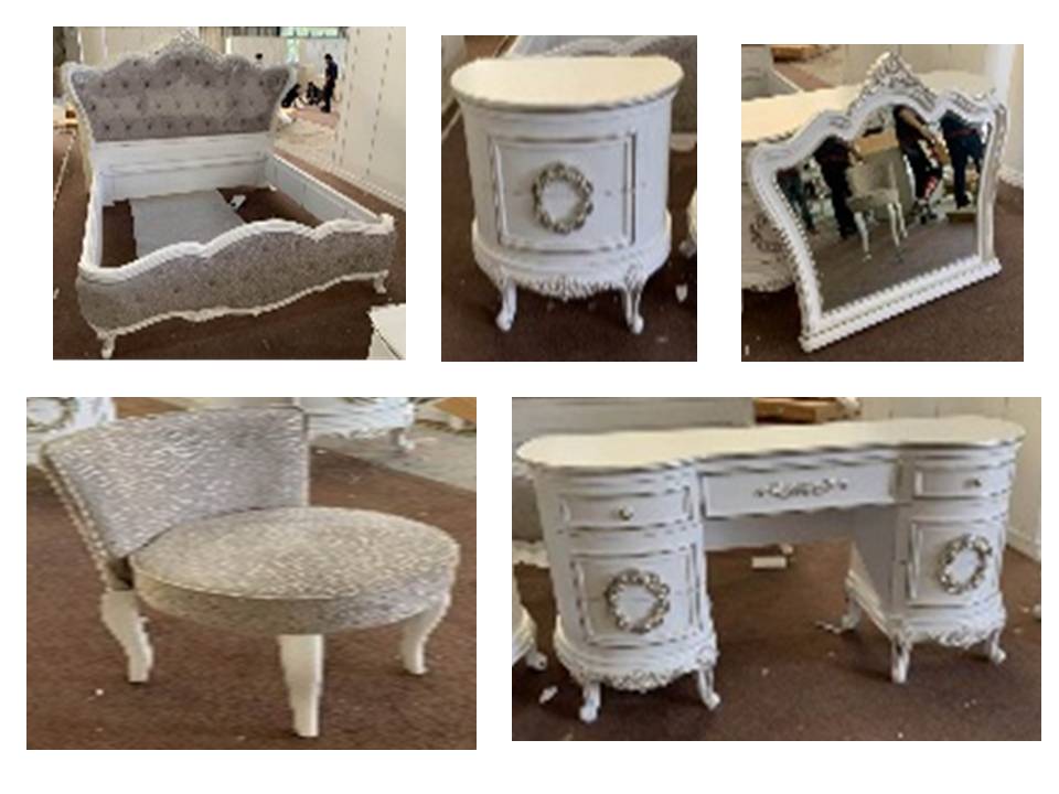SAMAH-A-848-BED+2 NT+DRS W/MIRR+STOOL-41F+Z-041+ZD14567-11 WITH SILVER DOT