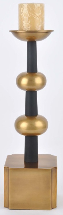 APL-0648-CANDLE HOLDER-(15*15*48.5)-GOLD/BLACK