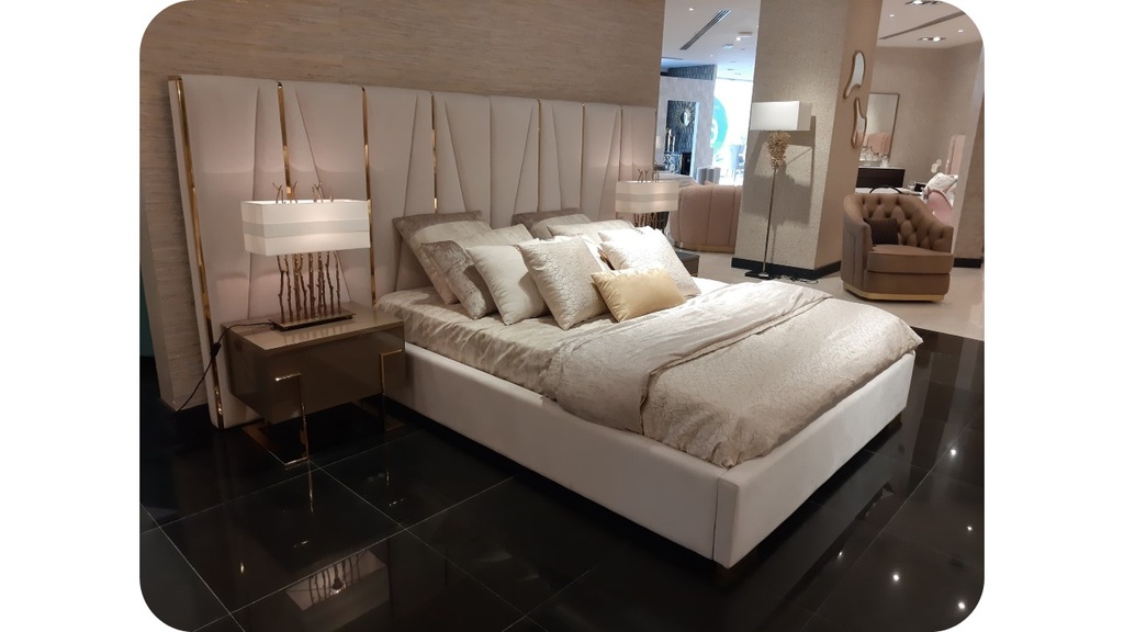 GAYLA-BD-2109-QUEEN BED(160X200)+2 NT(2163)+DRS(DK2163)+MIRR(MR2171) - YELLOW GOLD