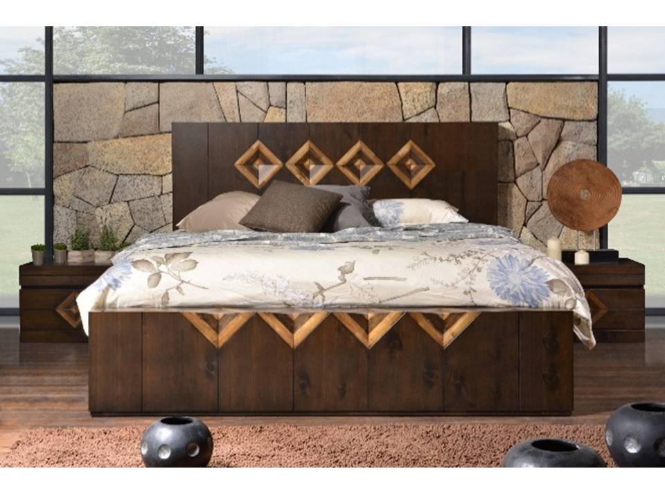 GEO BED+2 NIGHT STAND + DRESSER+MIRROR-ENRIQUE BROWN