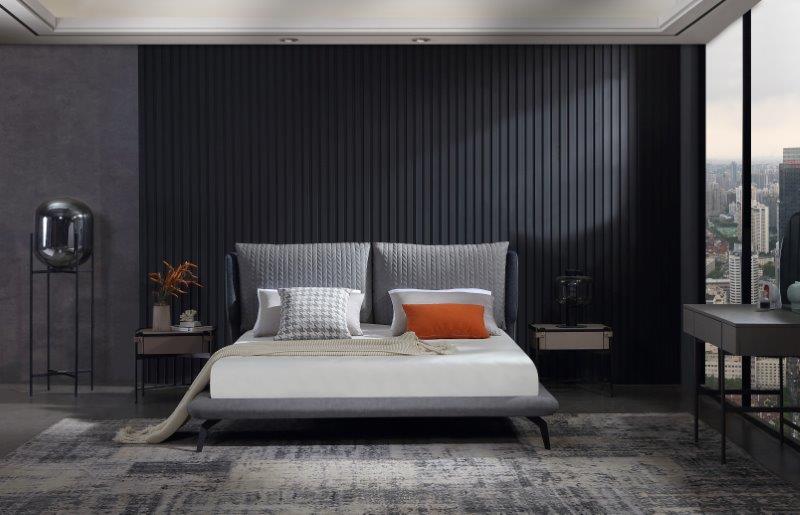 GRASSE-KING BED (180*200)-GREY/BLUE(ELEPHANT) (TREND 3016/A051-21)-G2