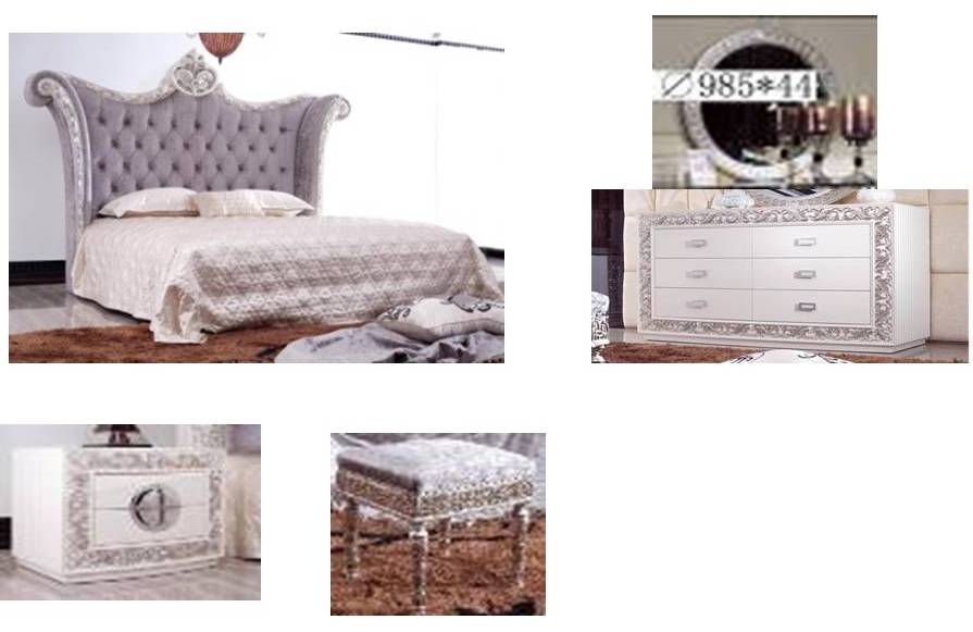 PRESIDENT-GYL-2012-1-BED+2 NT(20112)+DT+MIRR+STL -WHT SIL+PINK-1003-9