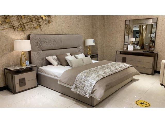 HARIET-BD-2110-KING BED(200X200)-ANT.BRONZE-MFL112/MBL70B-OK14B