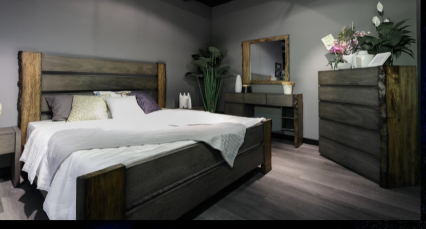 KAURI-BED+2 NT+DRS+MIRR+STL -TIMBERLAKE AND CHARCOAL