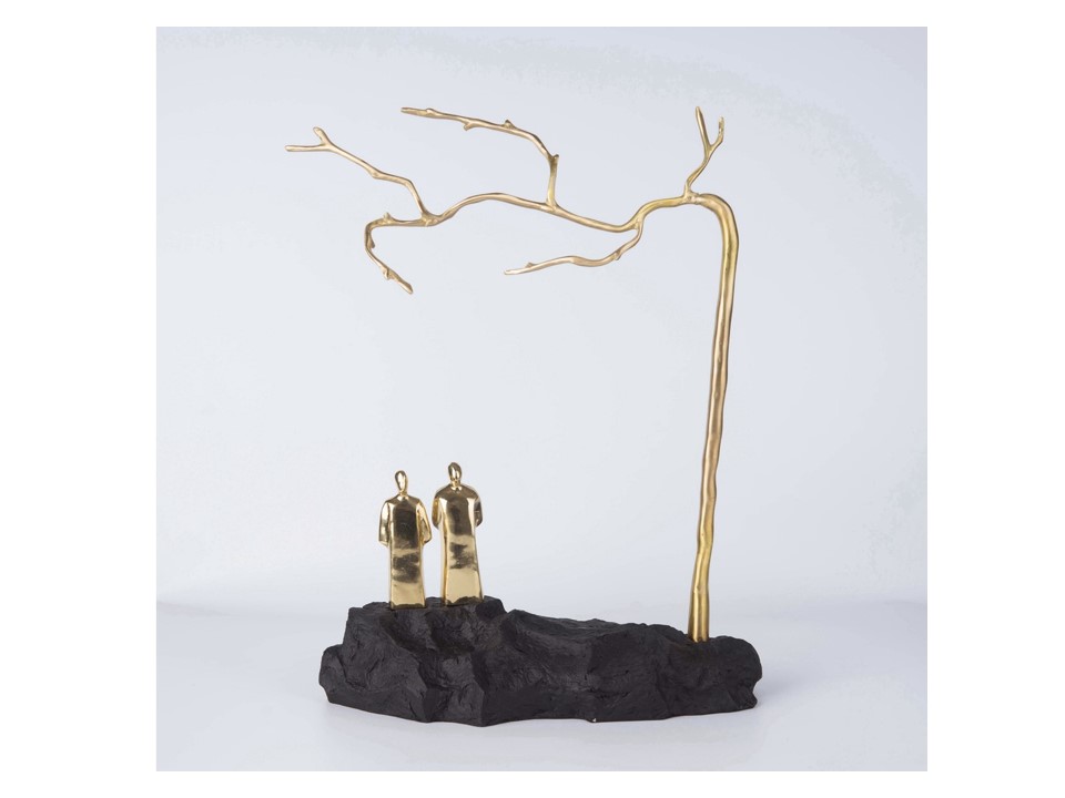 APL-1619-COUPLE TREE (33*16*44)-COPPER & POLYRESIN