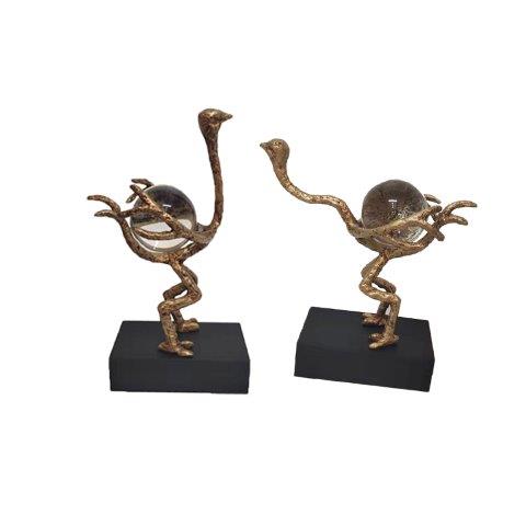 APL-2115G-OSTRICH-BOOKEND-18*9*33.5CM-ANTIQUE GOLD-G2