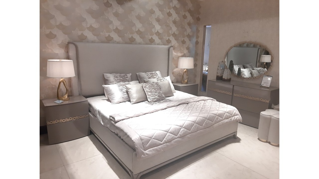 RIVA-P-472-BED(2.0M))+2NIGHT STAND+DRESSER+MIRROR+STOOL-050/GOLD-WOOD-S11208A-3-FABRIC-G1