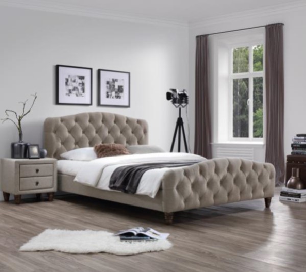 SANDRA-BED(1.8)+2 NIGHT STAND -BEIGE-1521-2