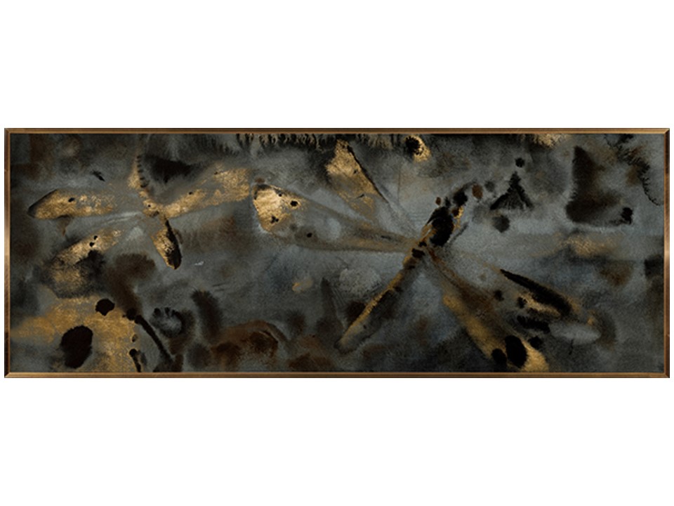 AW-169-RESIN PAINTING (120.0X45.0)-GOLDEN ALUMINUM ALLOY FRAME