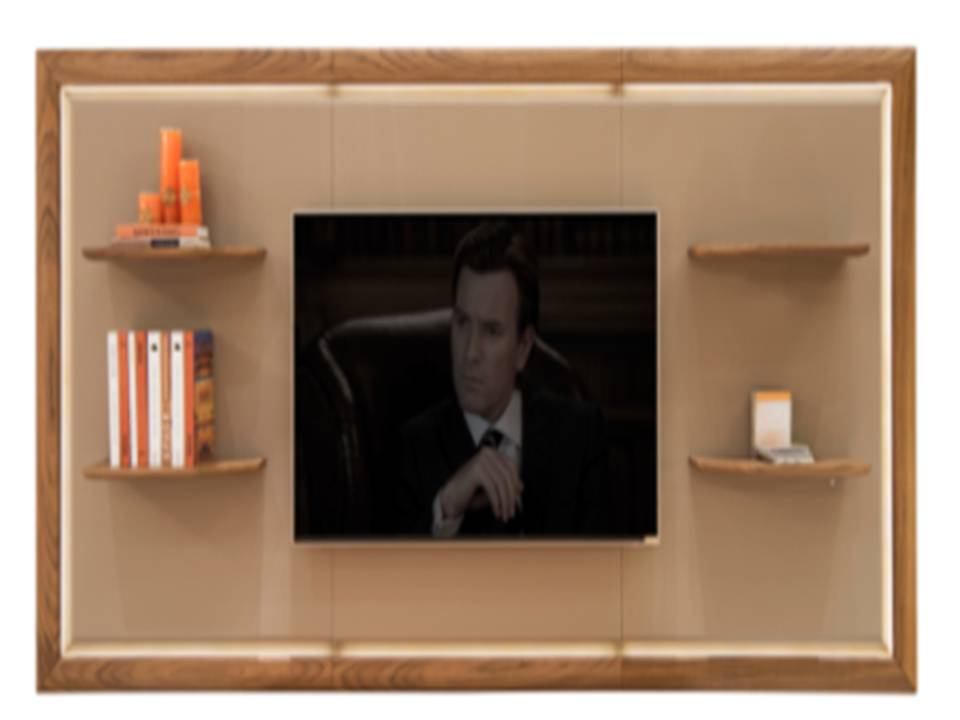 VERNON-K-769-A-LIVING UNIT-CABINET (L+R) + MIDDLE CABINET-V07 WALNUT+BONDED LEATHER 20130227A