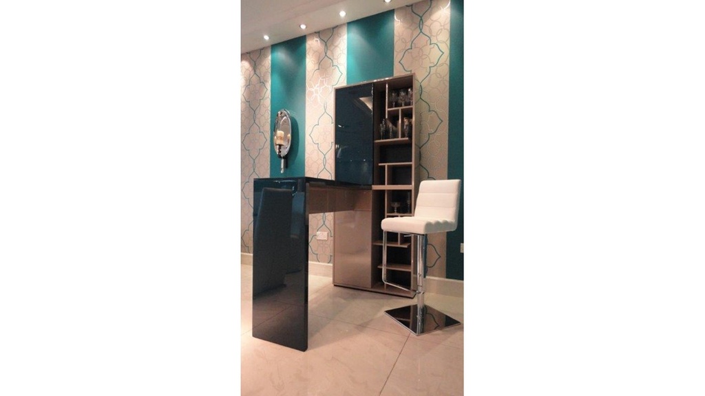 BERYL-NB-005-BAR CABINET -GREY GLOSS+BLUE GLOSSY